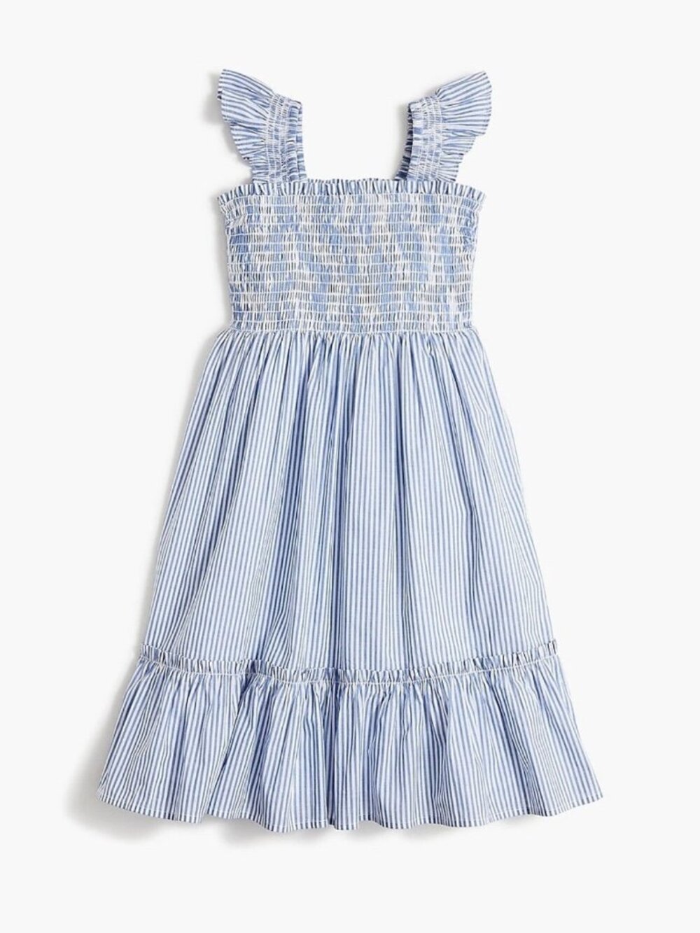 Crewcuts Girls' striped ruffle-sleeve tiered dress in GIRLS SIZE 8